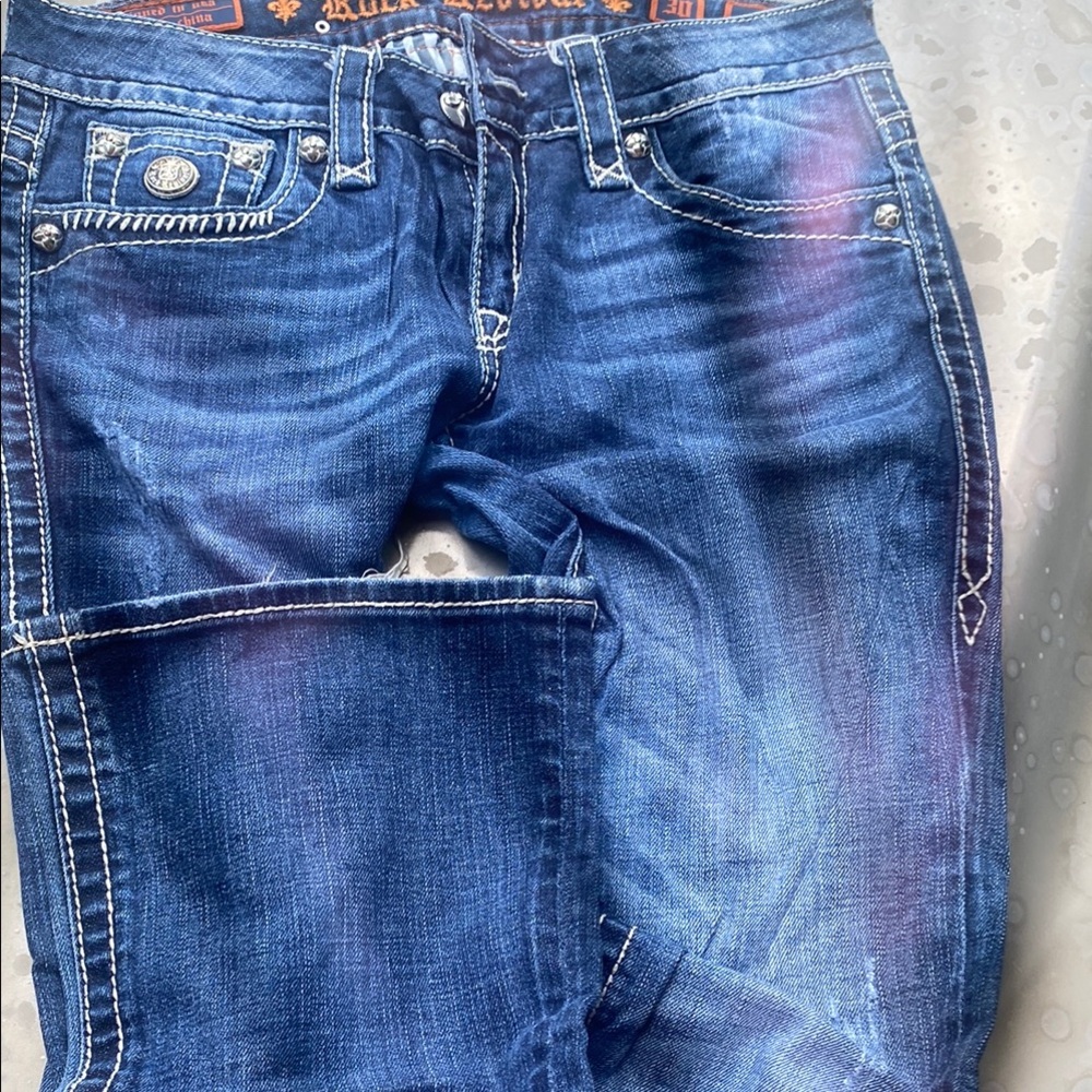 Rock Revival Dark Blue Denim with White Stitching